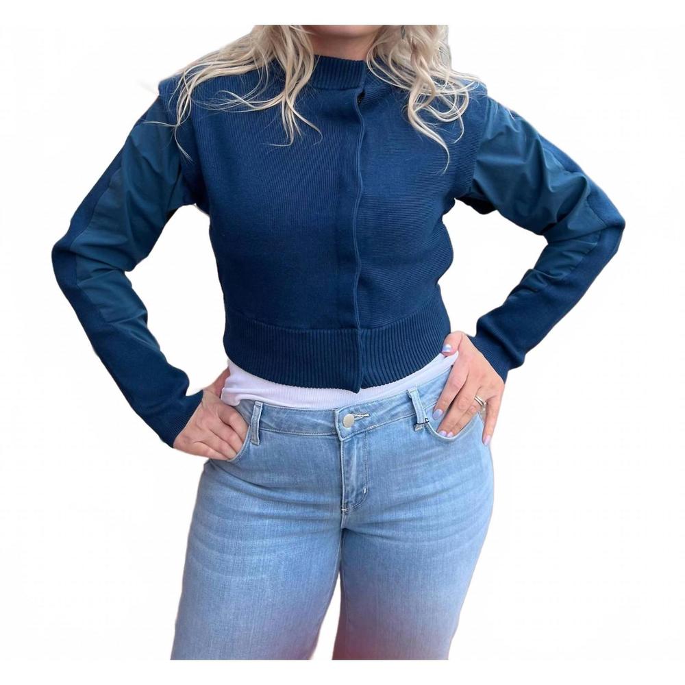 NEW NFP cropped jacket w/detachable sleeve in sapphire